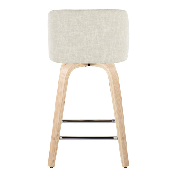 English Elm Toriano 24" Contemporary Swivel Counter Stools - Set Of 2 With Cream Fabric And Chrome Footrest B202S00106-GIGA