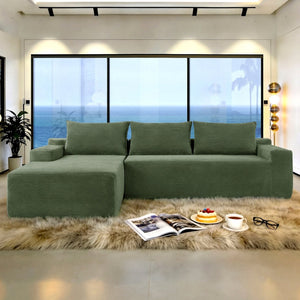 English Elm New2 Corduroy L-shaped Sectional Sofa Deep Seat Cloud Comfort Modular Living Room Couch W3975P499249