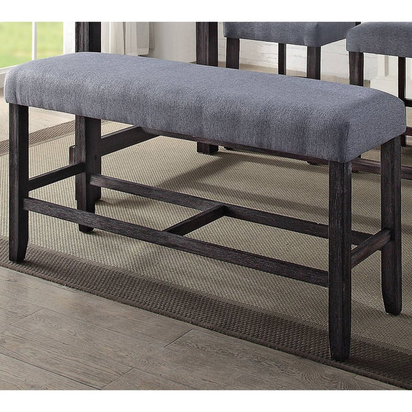 English Elm Grey Counter Height Bench with Weathered Espresso Frame, Textured Upholstery & Foam Seat Comfort B062P189114