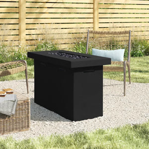 English Elm 25" Fiber Reinforced Concrete Propane Outdoor Fire Pit Table with Hidden Tank Storage and Cover, Stylish Lava Rocks, Push-Button Flame Control, Durable Patio Centerpiece Charcoal B120P205011
