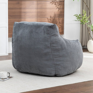 English Elm Giant Corduroy Bean Bag Sofa with Armrests Foam Filled Cozy Adult Lounge Chair Dark Gray W2200P442800