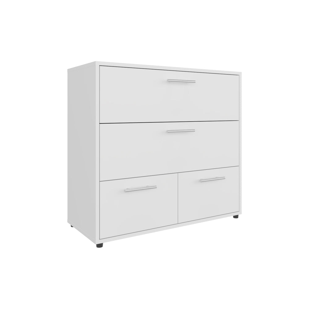 English Elm Alpine Wide Four Drawer Dresser in White Kronos Finish — Slim 31.5" Modern Storage, Smooth Glide B070P337079