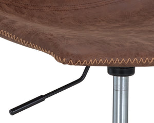 Sunpan Cal Office Chair - Stylish Mid-Century Design with Adjustable Height and Smooth Mobility for Comfort Antique Brown