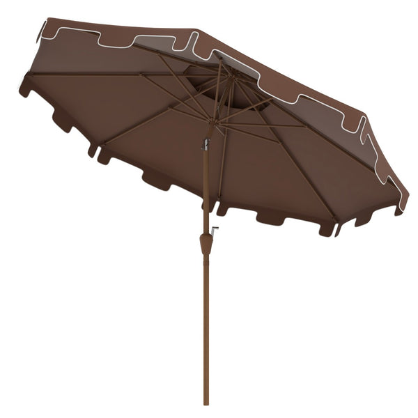 English Elm Outsunny 9' Ruffled Patio Umbrella With Crank & Tilt, Double-Top Vent Design For Garden & Pool Use W2225P217595-GIGA