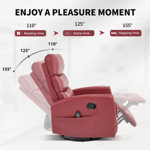English Elm Heat Massage Rocker Swivel Recliner with Lumbar Relief and Tufted Fabric Lounge Chair W3224P321932