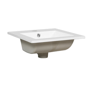 English Elm 16-inch French Bathroom Vanity with Ceramic Undermount Sink, Soft-Close Door, Vintage Carvings, White N710P330979K