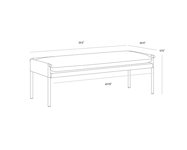 Sunpan Bellevue Upholstered Bench with Antique Brass Frame - Stylish, Unique Textures for Modern Spaces Abbington Black / Bravo Black