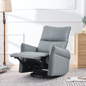 English Elm Rocker Recliner Chair 360° Swivel Glider with 90–150° Recline, 30° Rocking, Side Pocket, Blue-Gray W1028P193666