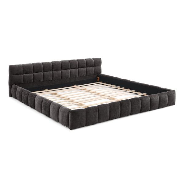 English Elm King Modern Upholstered Platform Bed with Plush Chenille Headboard, Solid Frame, No Box Spring Needed Dark Gray W487P246688