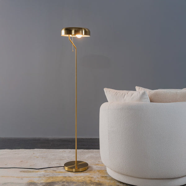 English Elm Ashcroft Furniture - Tall Corner Floor Lamp - Elegant Gold & White Design For Living Room, Bedroom & Office Spaces B183P315132