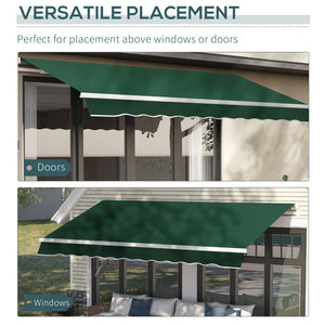 English Elm Outsunny 12' X 8' Manual Crank Retractable Awning - Durable Uv & Water-Resistant Shade For Outdoor Spaces W2225P174203-GIGA
