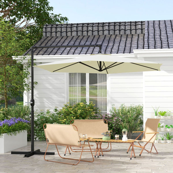 English Elm Outsunny 9.5Ft Cantilever Patio Umbrella With Crank - Stylish, Durable & Versatile Outdoor Shade Solution W2225P174158-GIGA