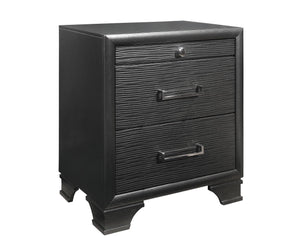 English Elm CIVIC Gray Nightstand with Tapered Legs, Solid Wood + MDF, Acrylic Hardware, 2 Spacious Drawers B201P215830
