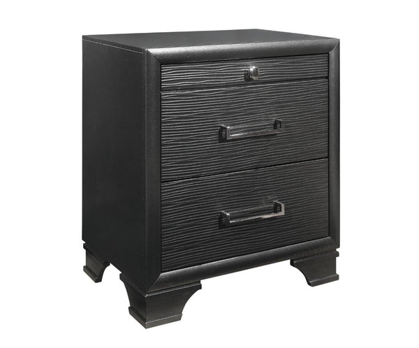 English Elm Civic Grey Five Piece Bedroom Set with Lit Bookcase Headboard and Storage Drawers B201S00484