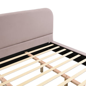 English Elm Christopher Knight Home® - Unique Upholstered Bed Frame with Solid Rubber Wood Legs, Durable 4" Thick Sides, Luxurious Fabric Finish and Quick 40-Minute Assembly, King Size Pink N769K355901H