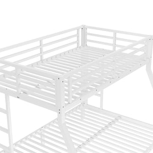 English Elm Metal Twin Over Full Bunk Bed White Steel Frame Space Saving Slat Support for Teens W1580P383994