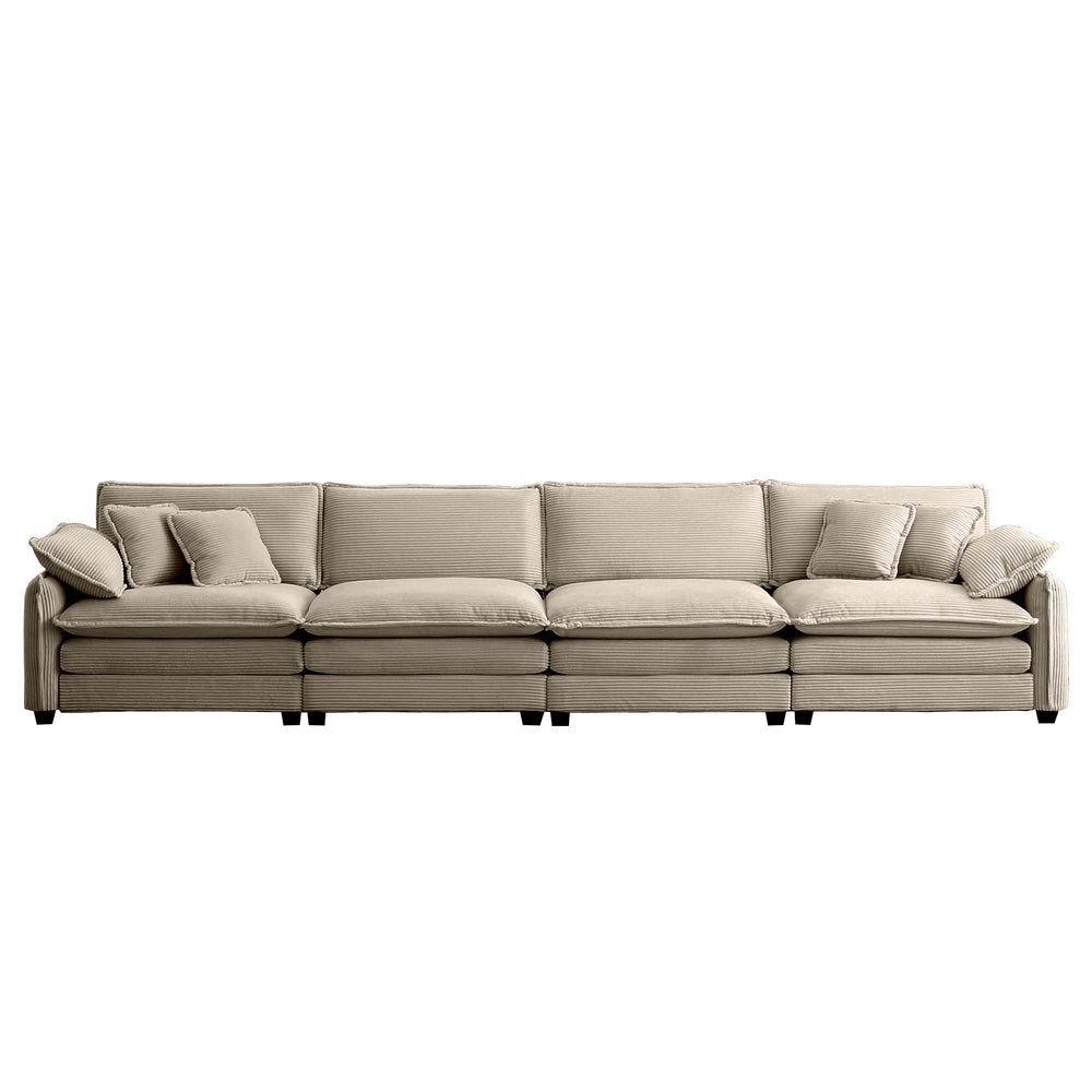 English Elm Corduroy Sofa - Stylish 4-Seater Upholstered Comfort For Modern Living Rooms & Offices, Easy Care! W714S00720