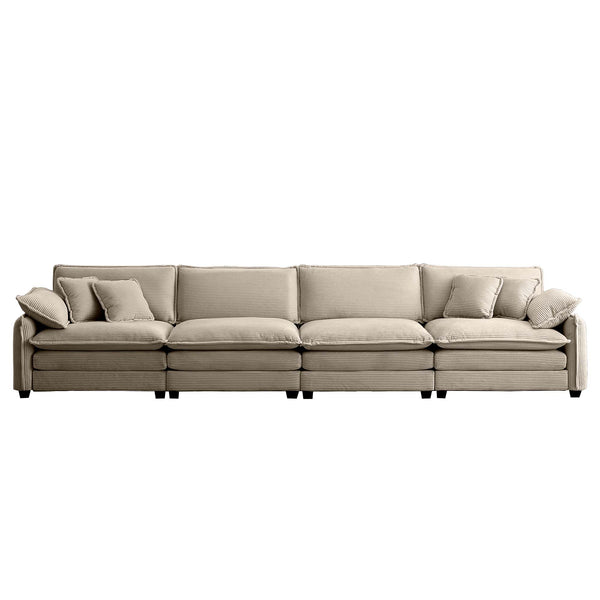 English Elm Corduroy Sofa - Stylish 4-Seater Upholstered Comfort For Modern Living Rooms & Offices, Easy Care! W714S00720