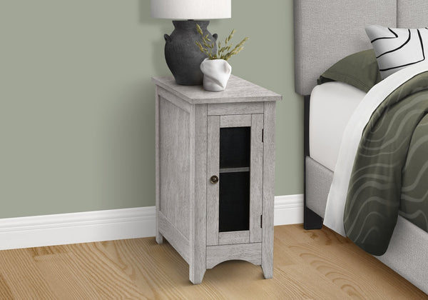 English Elm Accent 2-Tier Narrow End Table with Drawer and Shelf, Transitional Veneer Top, Solid Wood Legs for Compact Spaces Gray Wash 26 L x 24 W x 6 H B2710P219495