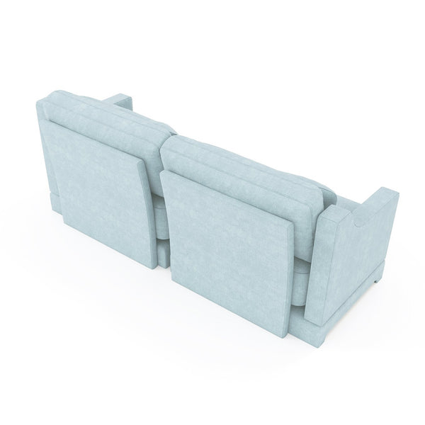 English Elm Two chenille two-seater sofa with ergonomic lumbar support, tufted elegant design, sturdy wood frame, plush sponge cushions, versatile for living rooms and reading nooks Sky Blue W714S01203