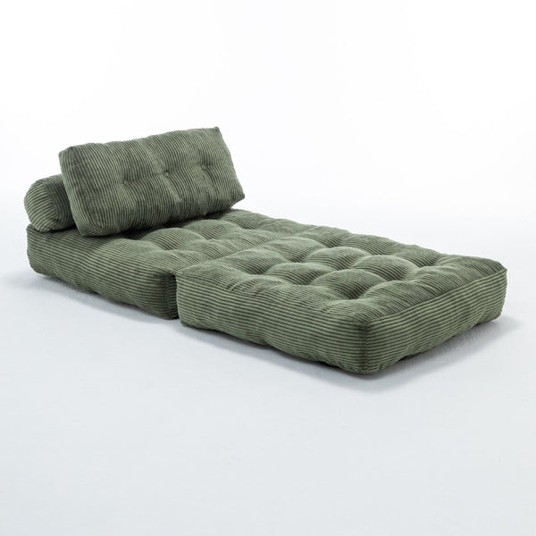 English Elm Folding Floor Sofa Bed Convertible Sleeper Chair with Shredded Foam Corded Fabric Green W2200P442796
