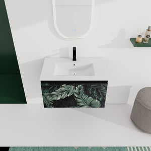 English Elm 30'' Floating Wall-Mounted Bathroom Vanity With Ceramic Sink & Soft-Close Doors For Modern Spaces P1 W999S00215-GIGA