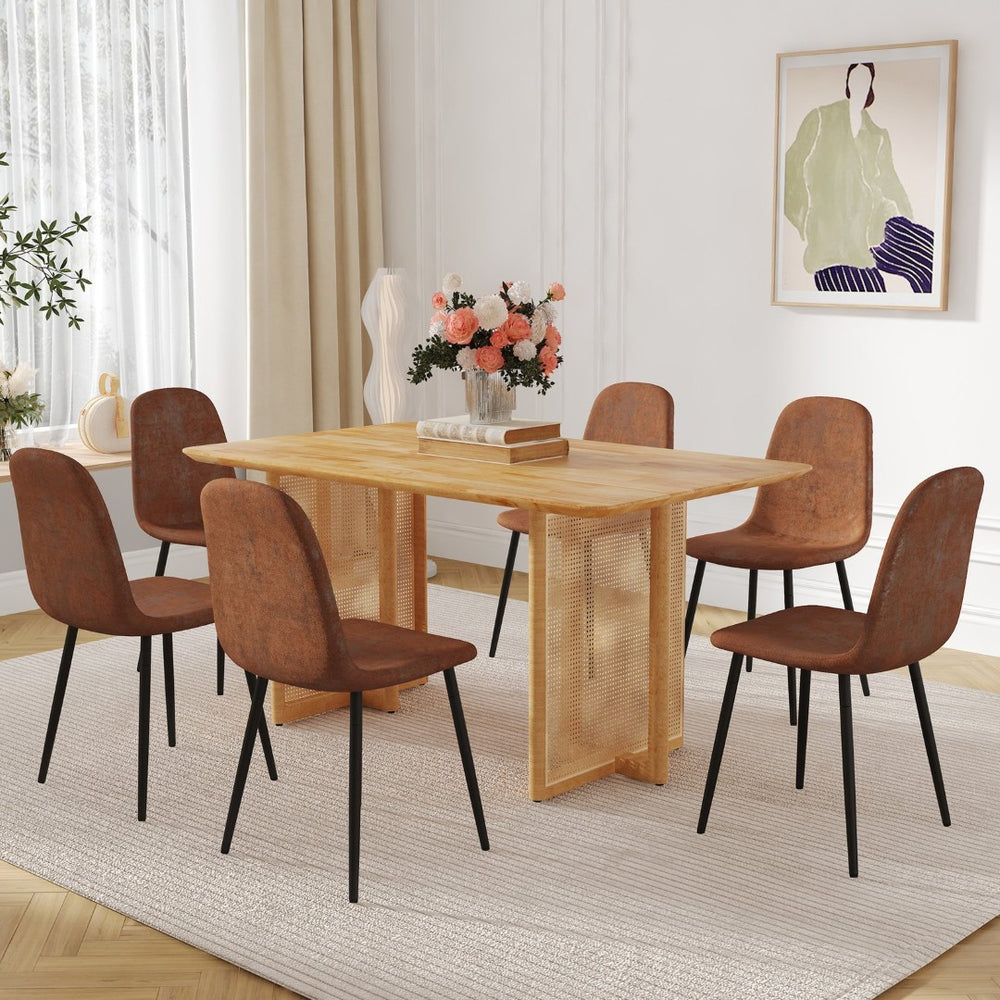 English Elm Table Set: Classic Solid Wood Dining Table With Ergonomic Techno-Fabric Chairs For Style & Comfort W1151S04064-GIGA