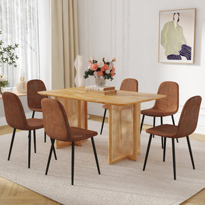 English Elm Table Set: Classic Solid Wood Dining Table With Ergonomic Techno-Fabric Chairs For Style & Comfort W1151S04064-GIGA