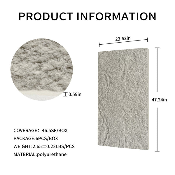 English Elm 3d Faux Stone Pu Wall Panels Set Lightweight Flame Resistant Architectural Accent Cement Grey W347P419785