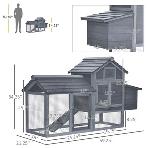 English Elm Pawhut Solid Fir Elevated Chicken Coop with Nesting Box and Run for Backyard Flocks W2225P217060