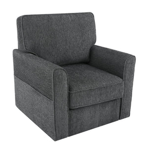 English Elm 360° Swivel Chair Accent Barrel Armchair with Chenille Upholstery, Deep Seat & Side Storage Pockets Grey N719P283037E