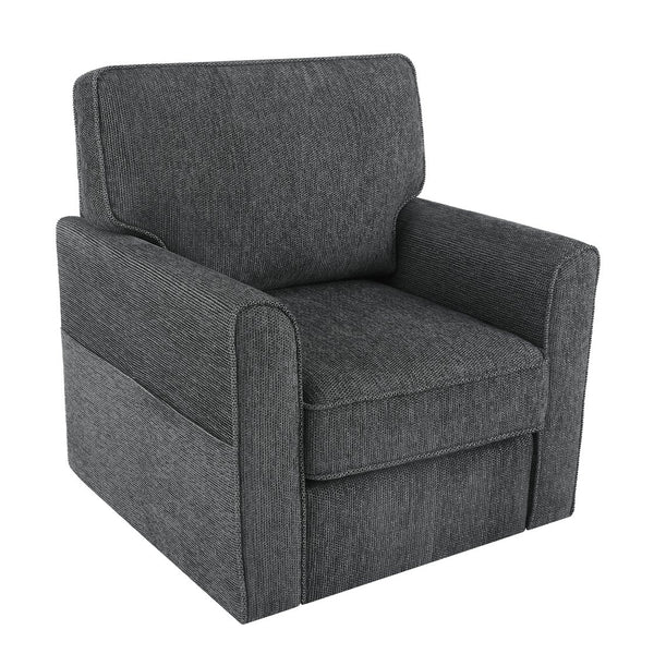 English Elm 360° Swivel Chair Accent Barrel Armchair with Chenille Upholstery, Deep Seat & Side Storage Pockets Grey N719P283037E
