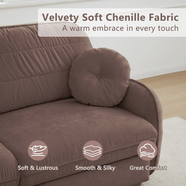 English Elm Chenille Cloud Loveseat with Quilted Back Cushions Deep Foam Seat Modern Living Room Sofa Rose Dust W714S01774