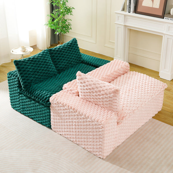 English Elm Luxury Color-Block Turtle Velvet Sofa – Versatile Modular Design For Cozy Living Room Comfort & Style W3371S00049