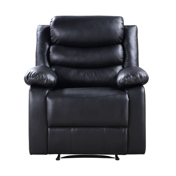English Elm Eilbra Black Faux Leather Power Recliner with Pocket Coil Seat, Pillow Top Arms, 220lb Capacity B2726P281454