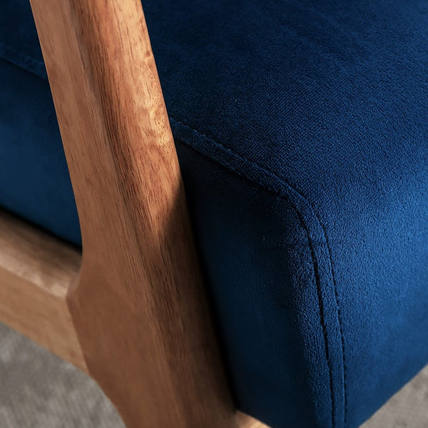 English Elm Classic Mid Century Modern Accent Chair with Espresso Wood Frame, Plush Microfiber Cushioning & Retro Appeal Blue B2735P271042