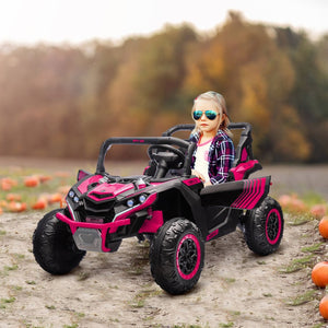 English Elm Aosom 12v Electric Kids Ride on Utv with Remote Control Suspension and Music System Pink W2225P229517