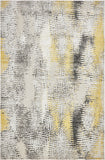 Unique Loom Outdoor Modern New York Machine Made Abstract Rug Ivory, Gray/Yellow 6' 1" x 9' 0"
