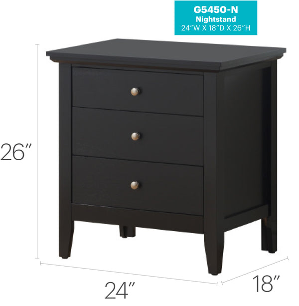 English Elm Chic Black 3-Drawer Nightstand 26"H x 24"W x 18"D — Durable Particleboard, Sleek Modern Casual Accent for Bedroom Storage B078118400