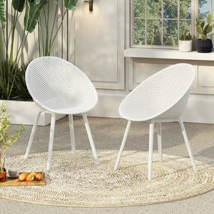 English Elm Christopher Knight Home® - Gable Outdoor Dining Chair Set of 2 – Weather-Resistant Resin Build, Perforated Diamond Pattern Comfort White N775P176686K