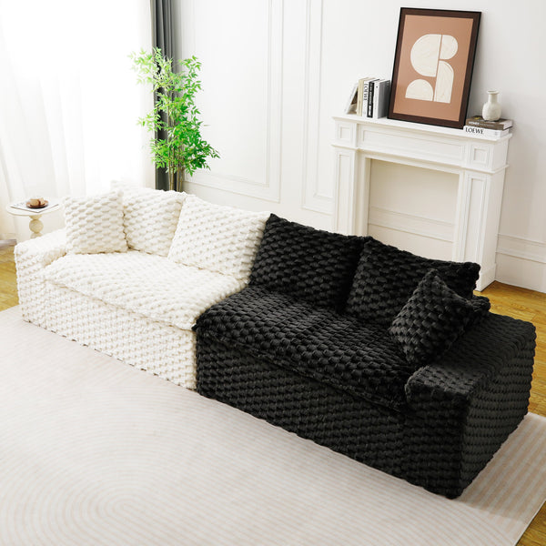 English Elm Luxury Color-Block Turtle Velvet Sofa - Modular Design For Stylish Living Spaces, Comfort For All! W3371S00045