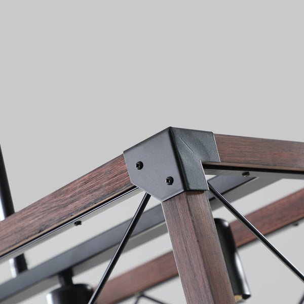 English Elm 32" Red Wood Industrial Farmhouse Pendant Light 5-Light Rectangle Chandelier for Kitchen Island Dining Room Cafes W2312P374775