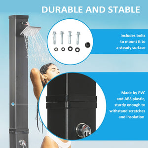 English Elm Outsunny 10.6 Gallons Solar Heated Shower - Adjustable Head, Foot Rinse & Easy Setup For Outdoor Fun W2225P200681-GIGA