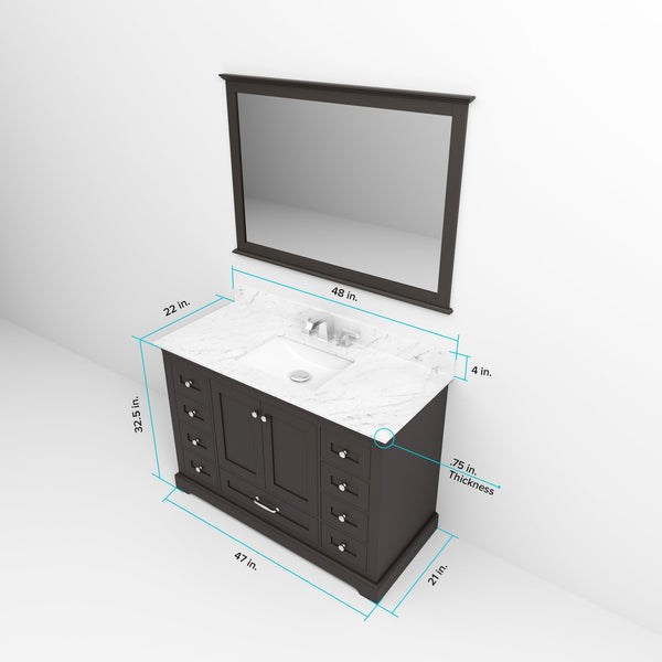 English Elm Espresso 48" Single Bath Vanity with Cultured Marble Top, Solid Wood, Soft-Close Drawers & Storage B2731P258365