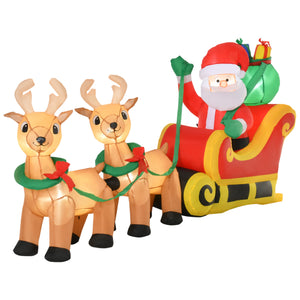 English Elm Homcom 8Ft Inflatable Santa With Sleigh & Reindeer - Led Yard Decoration For Festive Holiday Cheer! W2225P249952