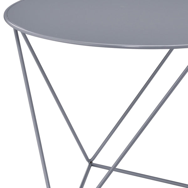 English Elm Epidia Modern Gray Metal Accent Table – Lightweight Round Top, Triangle Legs, Versatile Display Utility B2726P243243