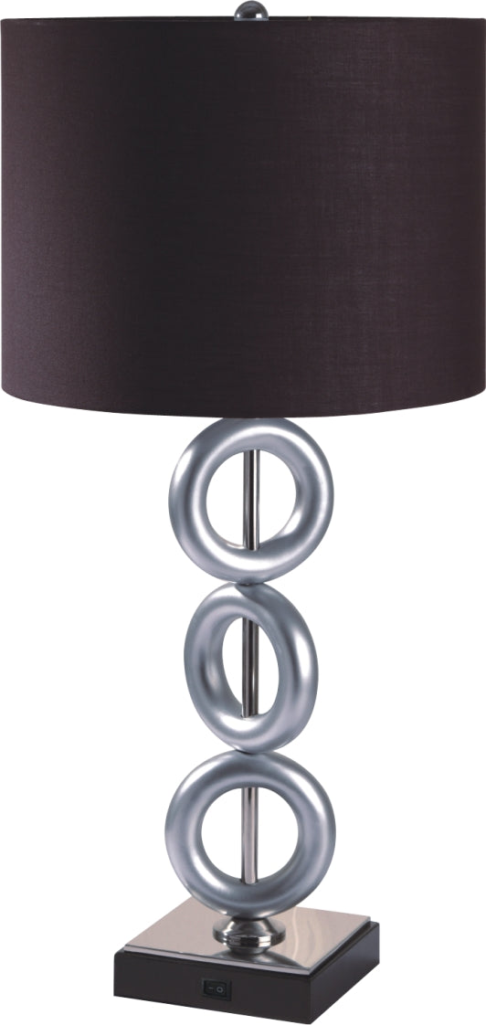 English Elm ONE Silver 29"H 3-Ring Table Lamp Pair with Base Outlet and Switch, Espresso Accents, UL Listed B080P334831