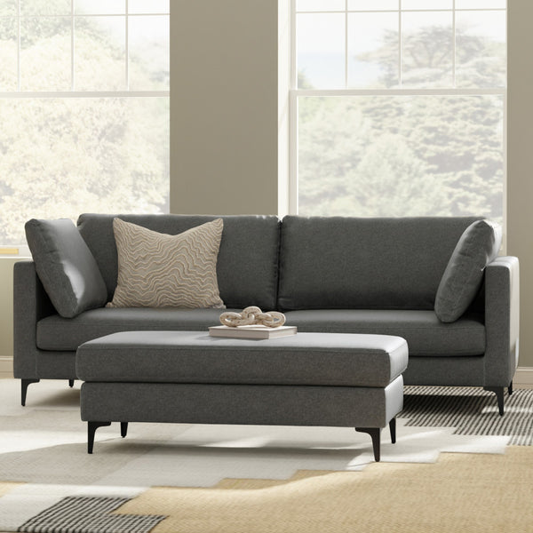 English Elm Ava 90" Mid-Century Sofa with Ottoman Set — Eco Performance Fabric, Feather-Top Cushions, Sturdy Frame Dark Gray B136P199235