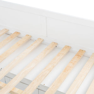 English Elm Full Size Offset Bunk Bed with Wardrobe Hanging Rod Drawers and Upholstered Rail White N820S00081K