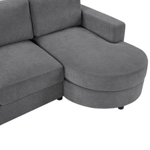 English Elm Modern L-Shaped Sectional Sofa With Curved Chaise, Usb Ports & Storage, Soft Chenille, Grey Finish N719S002170E